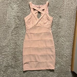 Emerald Sunday baby pink bandage dress